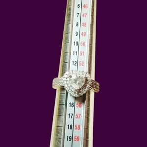 Beautiful White Sapphire Heart Halo 925 Sterling Silver Ring